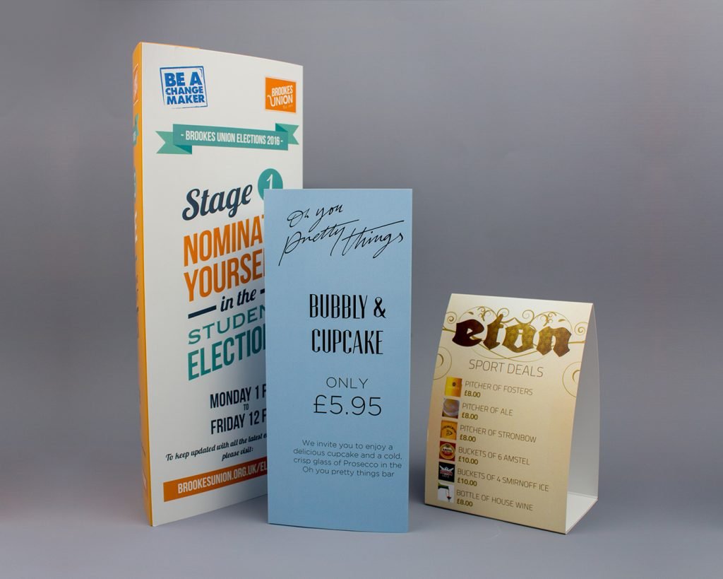 Table Tents Printing Yeovil 
